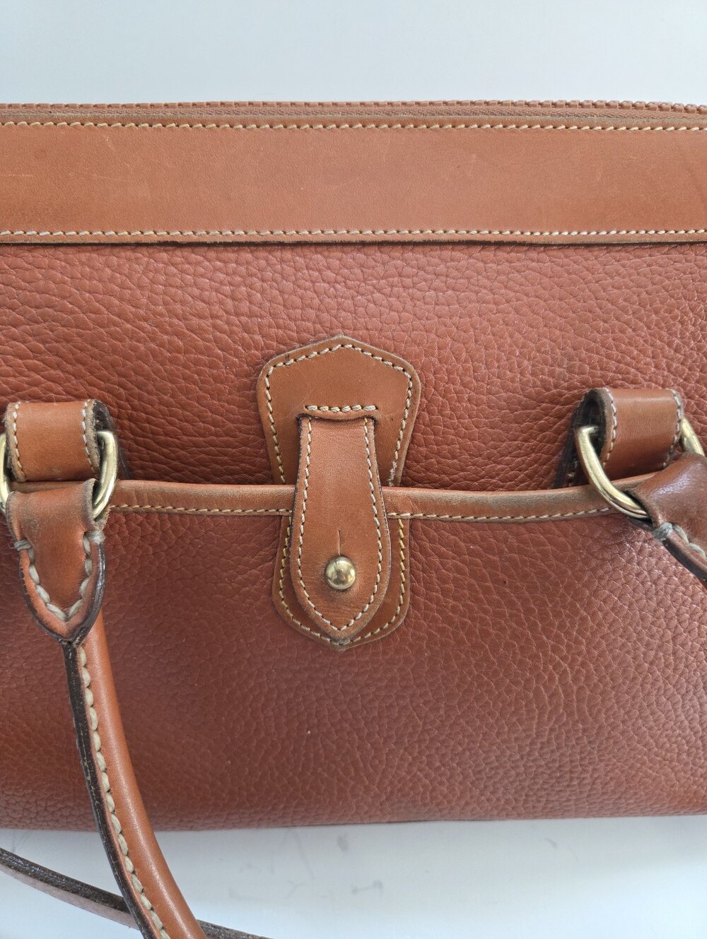 Vintage Dooney & Bourke All-Weather Leather Pebbled Leather Satchel Brown - Picture 4 of 16